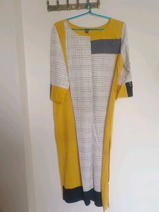 Stylish Yellow & White Checkered Kurta