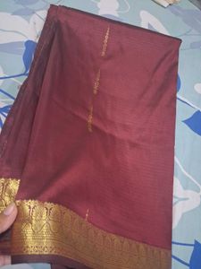 new Elegant Maroon Saree with Gold Border