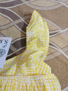 NEW Cute Yellow Gingham Ruffle Top