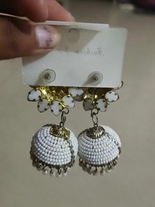 Pearl and Kundan Necklace Set with Jhumkas