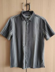 Zudio Striped Grey Short Sleeve Shirt