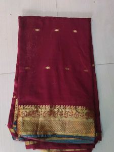 Elegant Maroon Saree with Gold Border