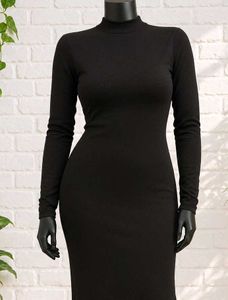 Elegant Black Long Sleeve Maxi Dress
