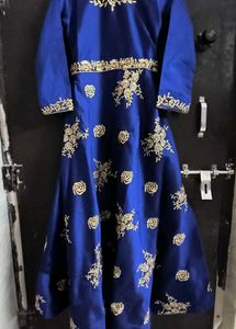 Royal Blue Embroidered Gown