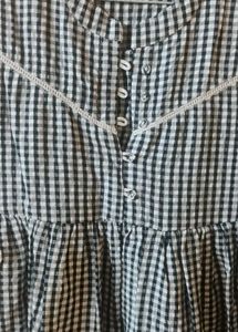 girls cheked Cute round coller Gingham Ruffle Dres