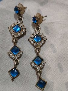 Sparkling Blue Diamond Drop Earrings