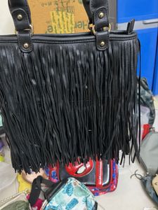 Chic Black Fringed Handbag