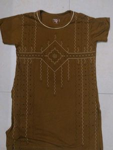 Brown Embroidered Tunic Top