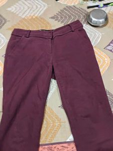 Burgundy Casual Pants winter waist 28-30