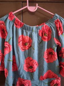 Floral Off-Shoulder Bell Sleeve Top