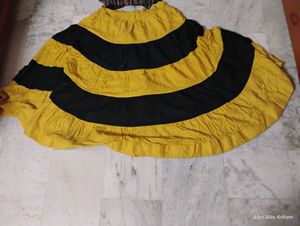 Vibrant Yellow & Black Striped Skirt