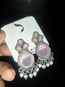 Elegant Pink Stone &amp; Pearl Drop Earrings
