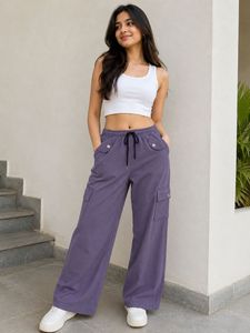 Purple Wide Leg Cargo Pants