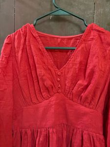 Vibrant Red Textured Mini Dress