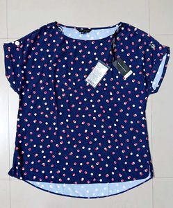 Women Navy Blue Polka Dot Top| Daily Wear Top