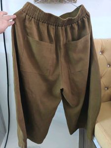 Olive Green Cropped Wide-Leg Pants