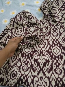 Boho Print Square Neck Puff Sleeve Top