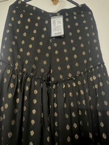 Black Leaf Print Palazo Pants &amp; Blouse Set