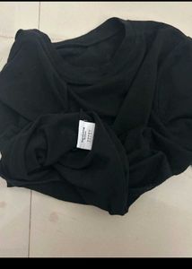 Black Graphic Print Cropped T-Shirt