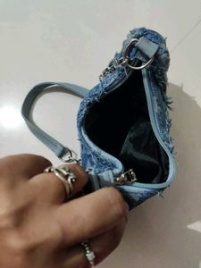 Denim Star Pattern Shoulder Bag