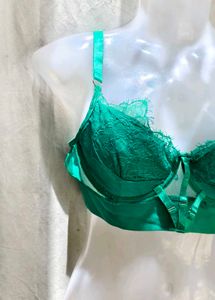 Emerald Green Lace Trim Bra
