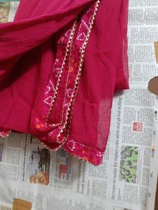 Bandhani Kurta Pant Set With Dupatta