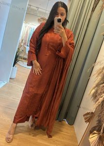Elegant Rust Orange Embellished Gown