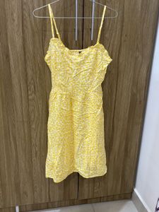 H&amp;M Yellow Floral Mini Dress with Straps