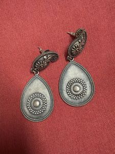 Ethnic Silver Oxidised Jhumka Earrings &amp; Ring Set