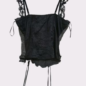 Y2K Silver Tie Up Corset Top