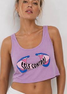 Crop Tank Top with "Self Control" Graphic
