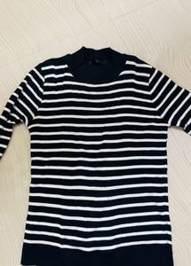 Striped Mock Neck Sweater