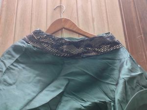 Designer Black blouse &amp; Bottle Green Ruffle Leheng