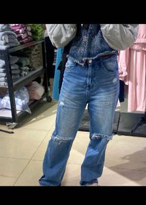 Distressed Wide-Leg Jeans