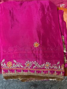 Embroidered Pink suit fabric