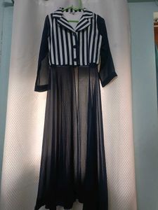 Chic Striped & Sheer Maxi Dress
