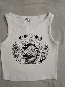 Womens Graphic Print Cropped Tank Top