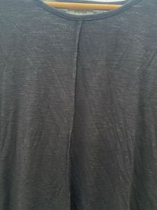 Chic Black Linen Blend T-Shirt