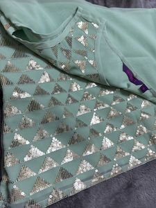 Mint Green Sequin Embellished Top