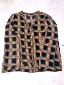 Chic Plaid Sheer Button-Up Top