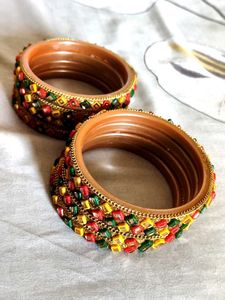 Set of 4 Multicolour Beaded Bangles