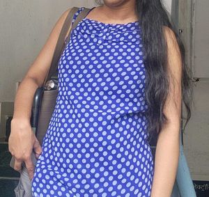 Blue Polka Dot Sleeveless Top