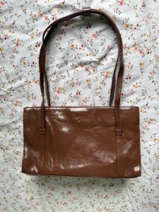 Stylish Brown Faux Leather Shoulder Bag