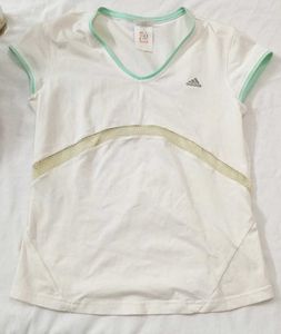 Adidas White V-Neck T-Shirt