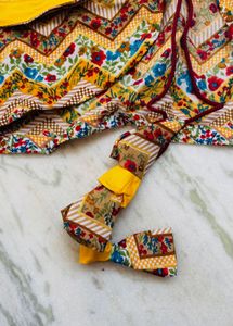 Yellow Kurta Set with Printed Jacket