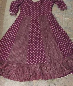 Maroon Ethnic Gown with Embellished Neckline