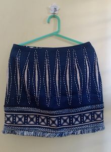 Blue Boho Printed Mini Skirt.