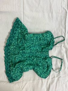 Green Floral Corset Top
