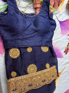 Elegant Navy Blue Embroidered Saree