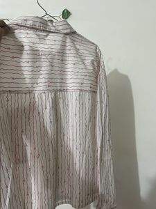 White &amp; Pink Striped Button-Up Shirt